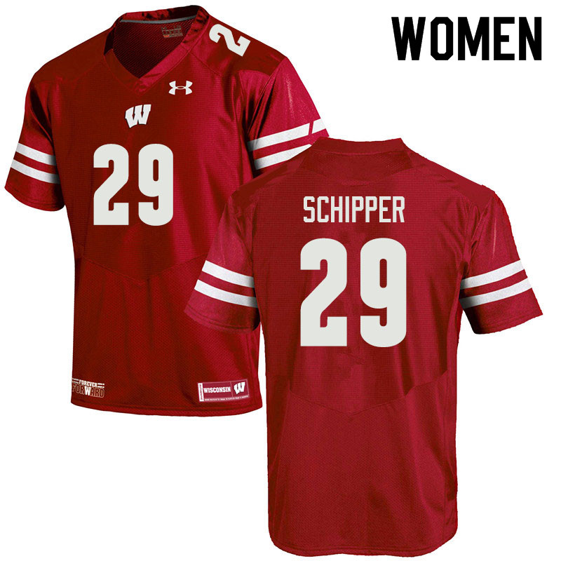 Wisconsin Badgers Women's #29 Brady Schipper NCAA Under Armour Authentic Red College Stitched Football Jersey PO40V76LB